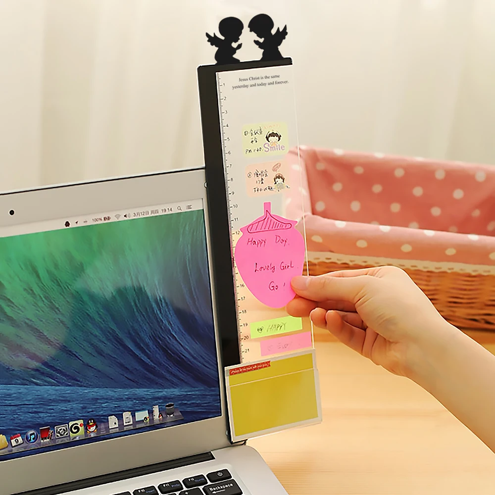 2PCS Computer Moniter Side Memo Pad Transparent Adhesive Board Monitor Carry Message Sticker Office PC Note Holders Tools | Дом и сад