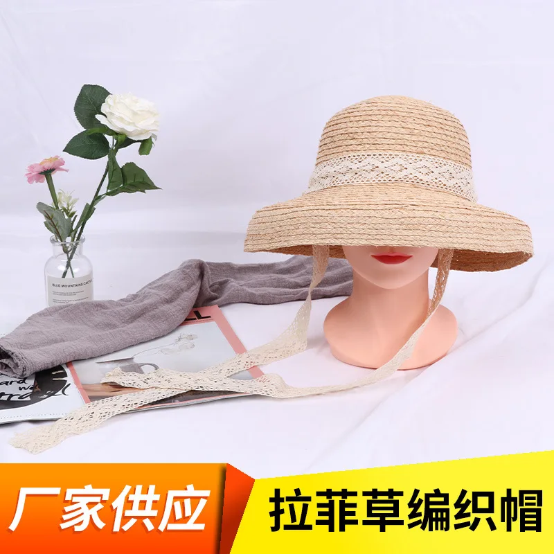 

Hepburn French Lafite pearl bell shaped basin hat female summer beach holiday big eaves sun grass