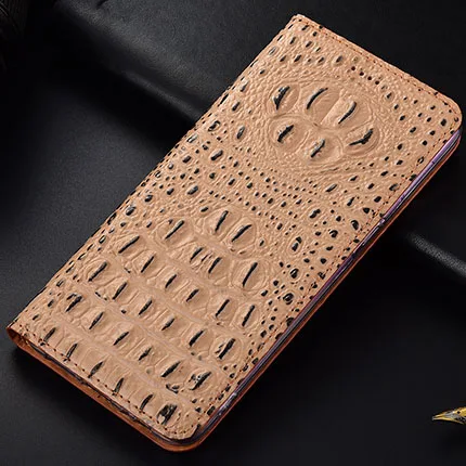 Khaki Для Moto P40 чехол с крокодиловым узором Флип из натуральной кожи Мягкая силиконовая задняя крышка для Motorola one vision Coque - Цвет: Khaki