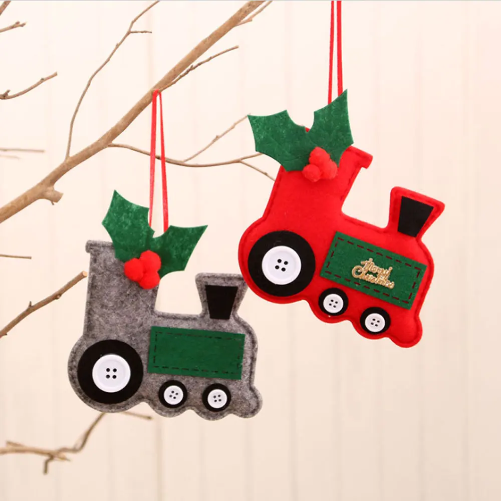 

2pc Christmas Decoration Diy Felt Cloth Christmas Tree Hanging Pendants Cabin Christmas Festival Party Decorations
