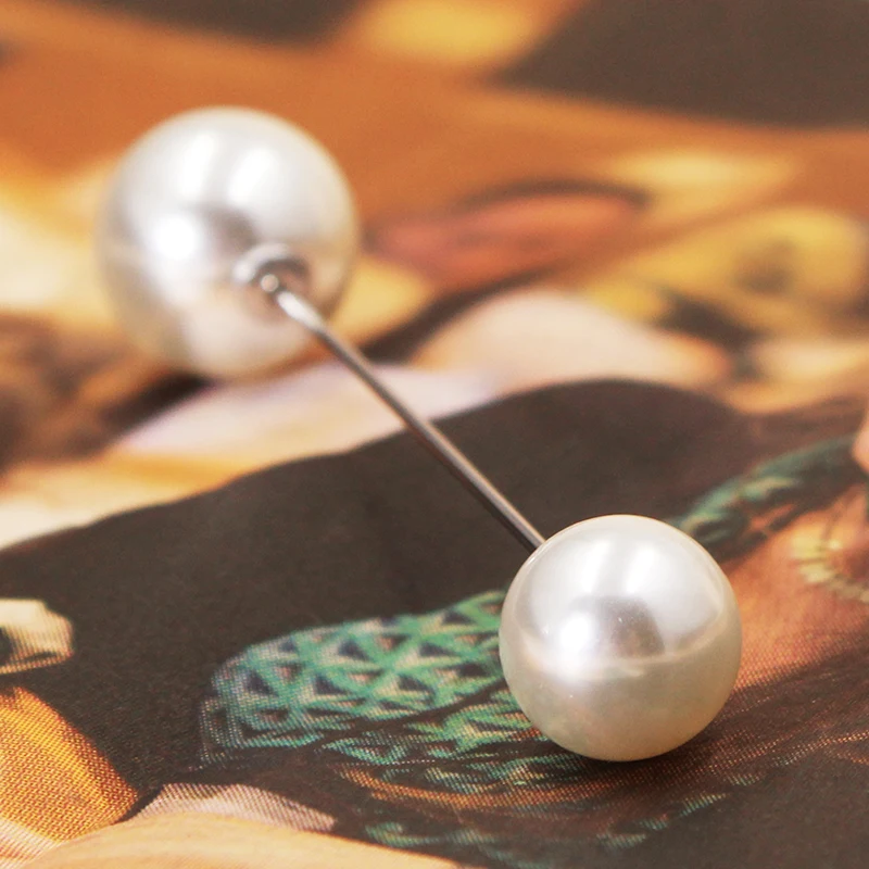 Корейская мода простая жемчужная брошь с двойной головкой булавка на лацкане