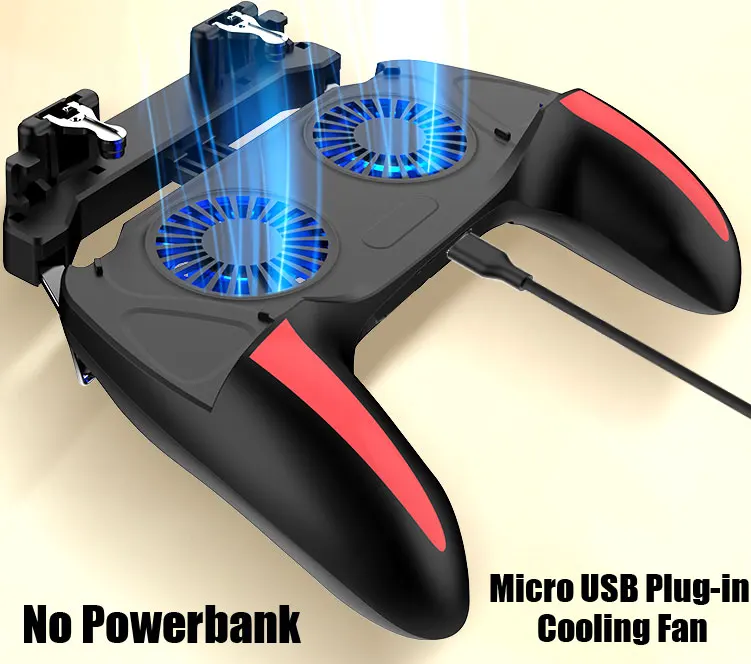 Plug-in USB Charge Геймпад Pubg контроллер Android джойстик мобильный игровой коврик контроллер с двойным охлаждающим вентилятором Powerbank геймпад - Цвет: Plug-in USB Charge