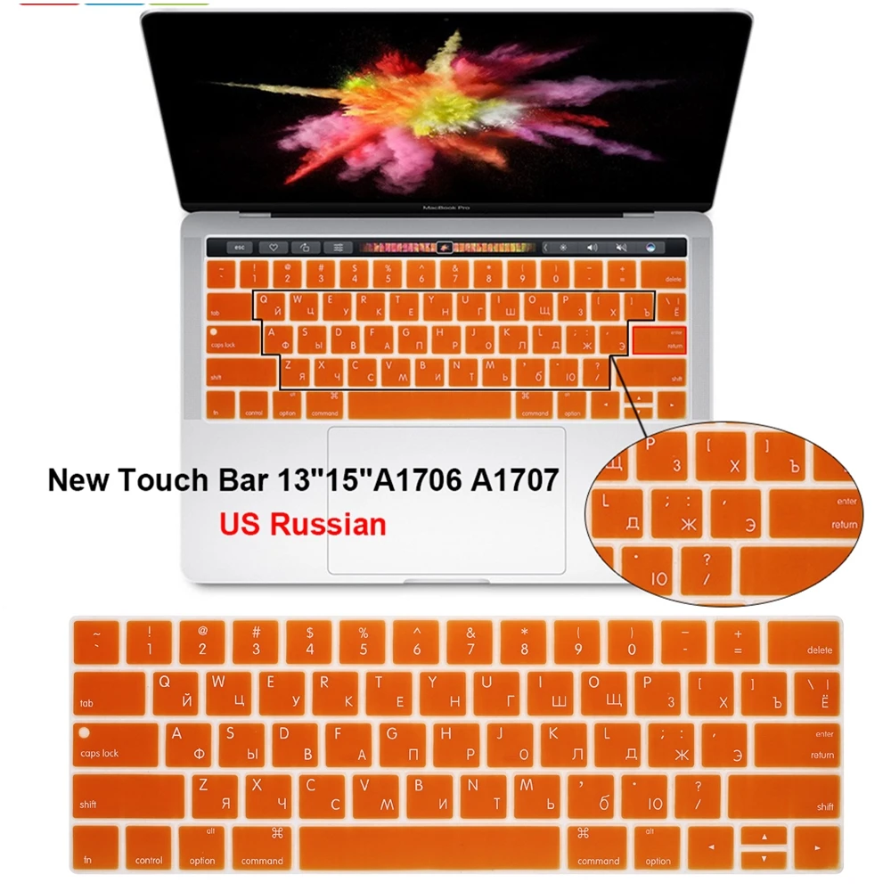 Русская американская Защитная пленка для клавиатуры Macbook Pro 13 3 A1706 A1989 и 15 4 дюймов