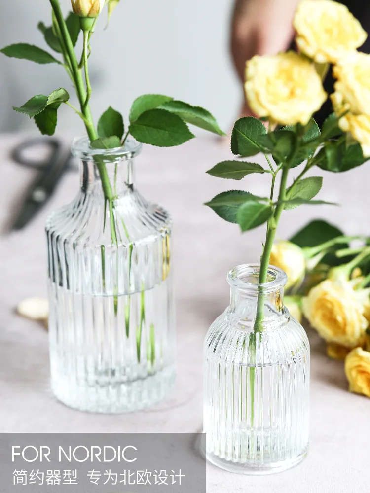 

Creative Glass Vase Nordic Decoration Simple Transparent Glass Small Vase Living Room Flower Home Vases Aromatherapy Bottle