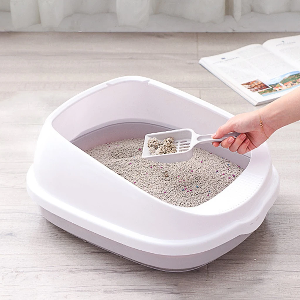 

Anti Cat Litter Tray Sifting Toilet Box High Sided Rim Pan Loo With Scoop