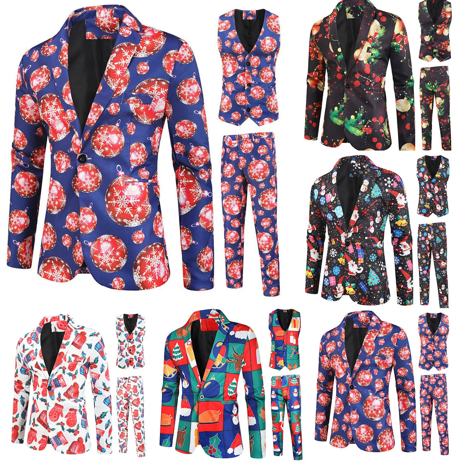 

Рождественский мужской модный костюм, пиджак + жилет + брюки, костюм из трех предметов, мужские костюмы для мужчин, умные наборы Homm