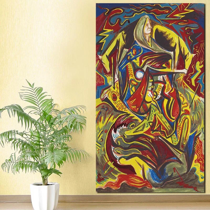 

Wall Art Canvas Abstract Jacksones Pollocker Composition With Woman Posters Prints Painting Wall Pictures Living Room Home Decor