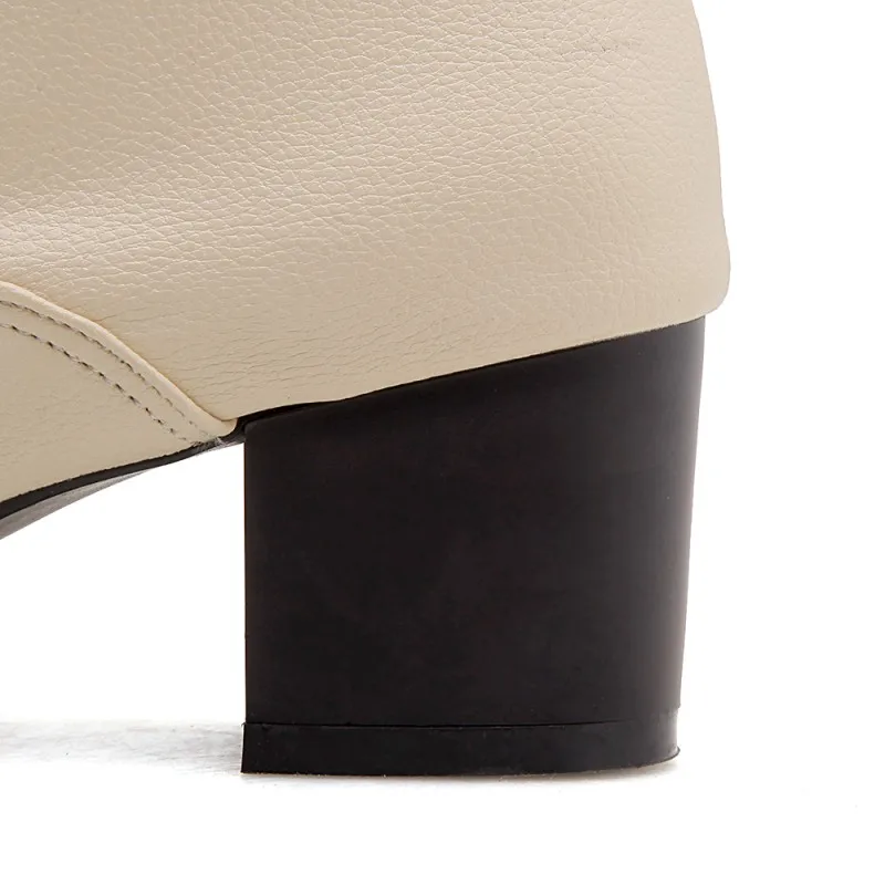 Большой Размеры мадам грубый каблук короткие ботинки с молнией спереди Модные