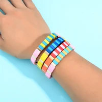 zmzy wholesale enamel boho rainbow tile bracelet handmade beads charm stackable tile bracelets for women jewelry