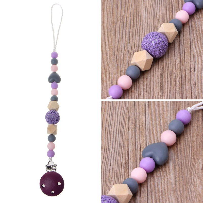 

Cute Purple Baby Teething Dummy Pacifier Clip Infant Soother Nipple Strap Chain
