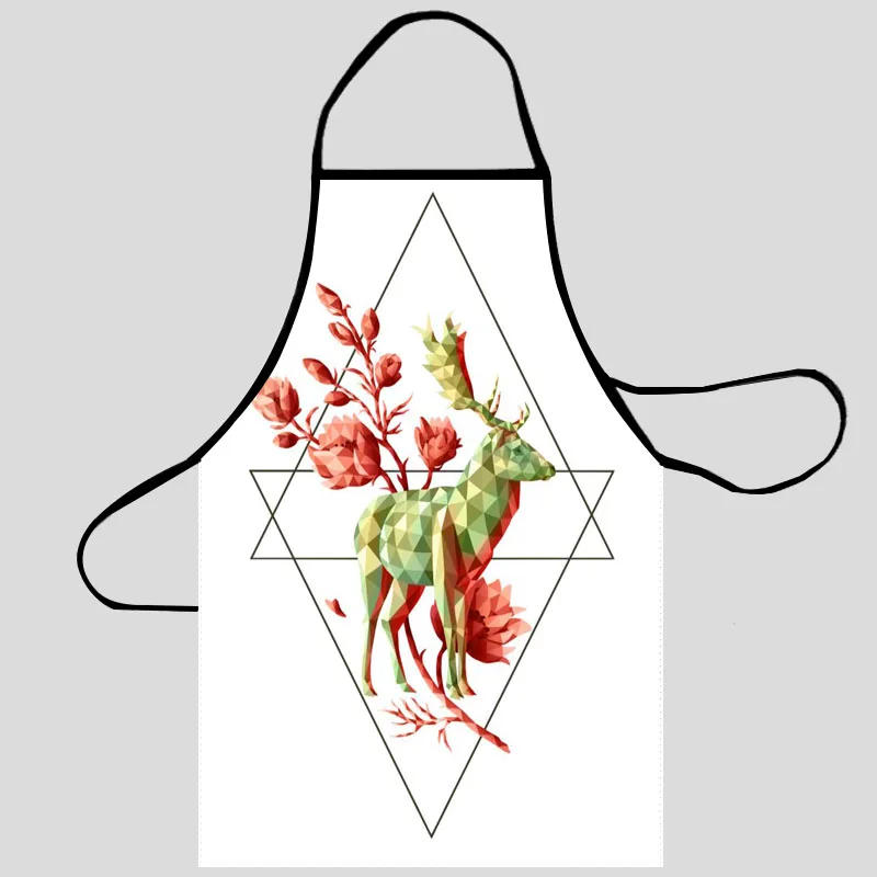 

Cartoon Pattern Deer Art Kitchen Aprons For Women Oxford Fabric Cleaning Pinafore Home Cooking Accessories Apron