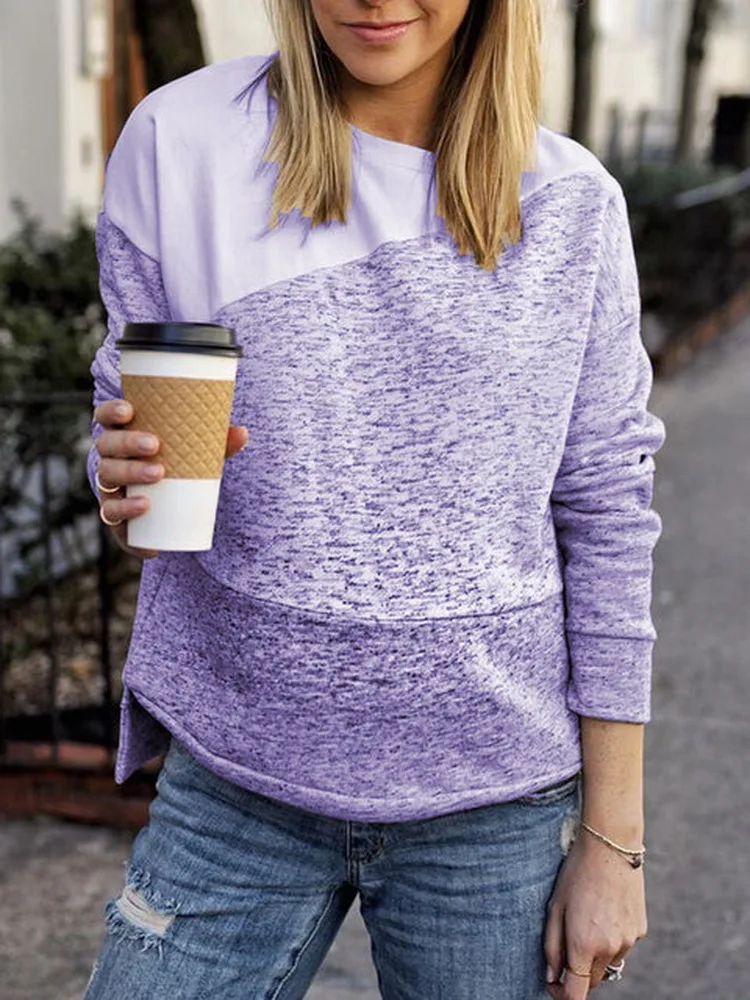 

2021 Spring and Autumn Women's Round Neck Irregular Multicolor Mosaic Fashion Women's Long Sleeve No hat Plus Size S-5XL