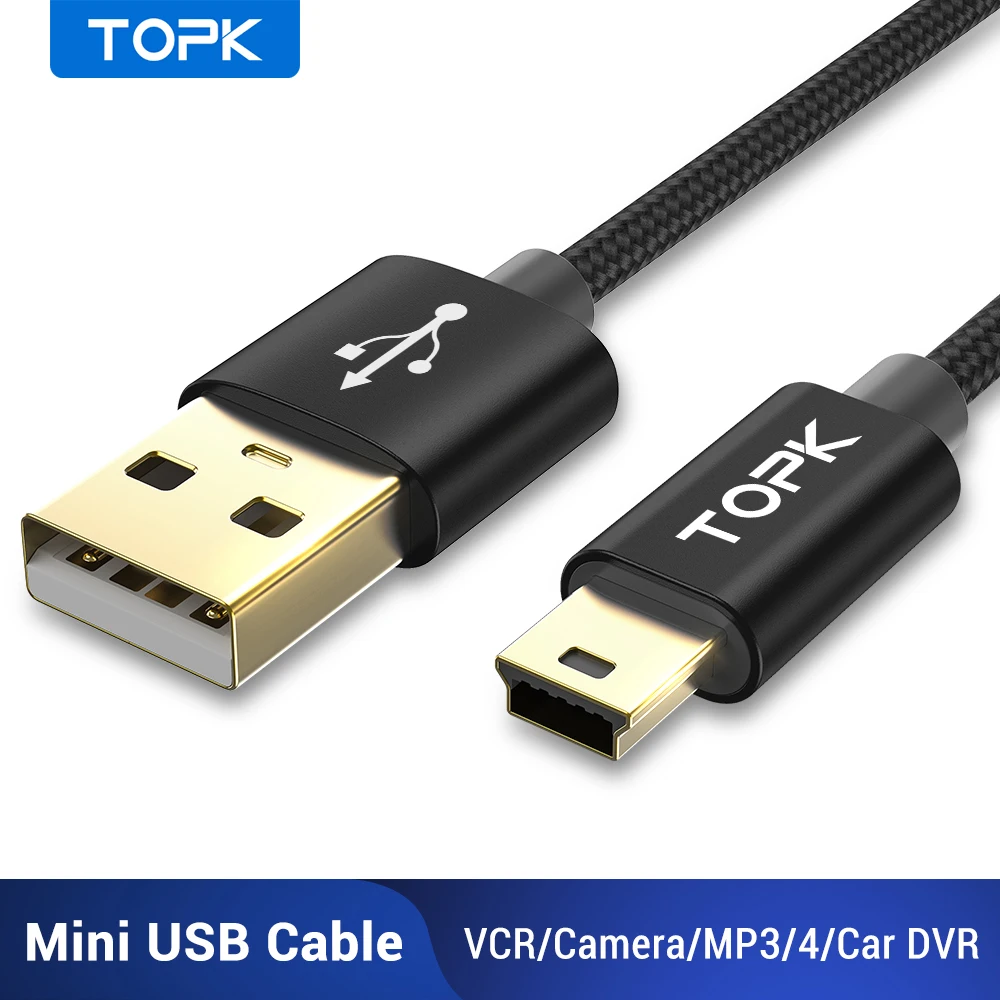 USB кабель TOPK Mini для быстрой зарядки и передачи данных MP3 mp4 плеера автомобильного