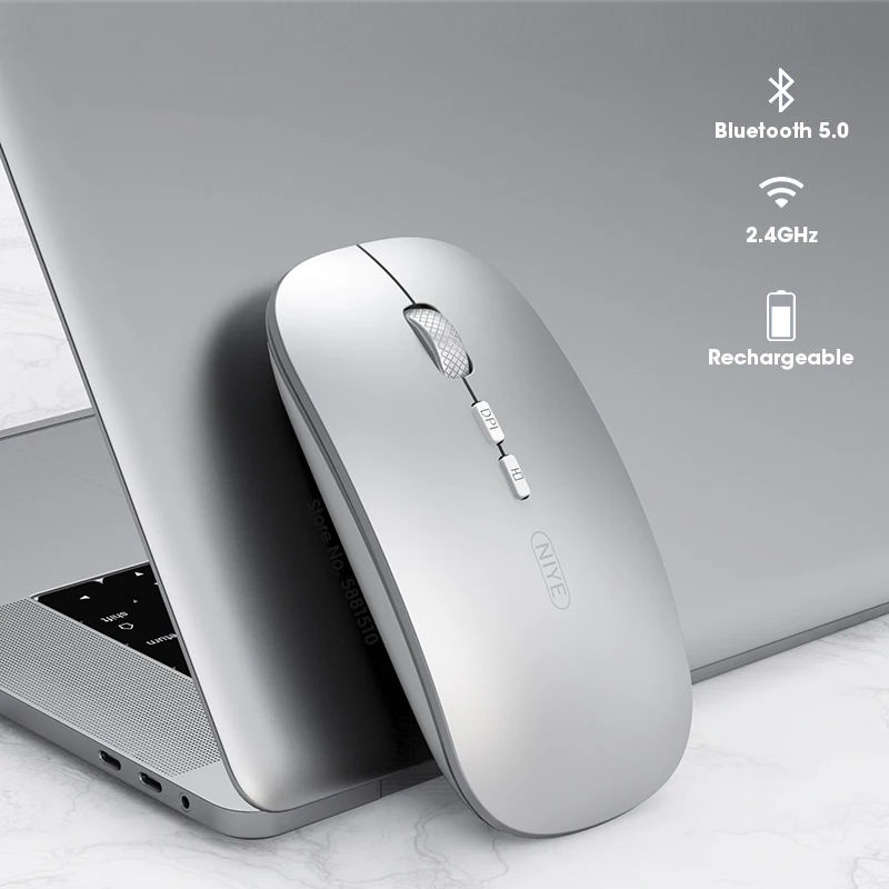 

Bluetooth-мышь аккумуляторная, бесшумная, USB