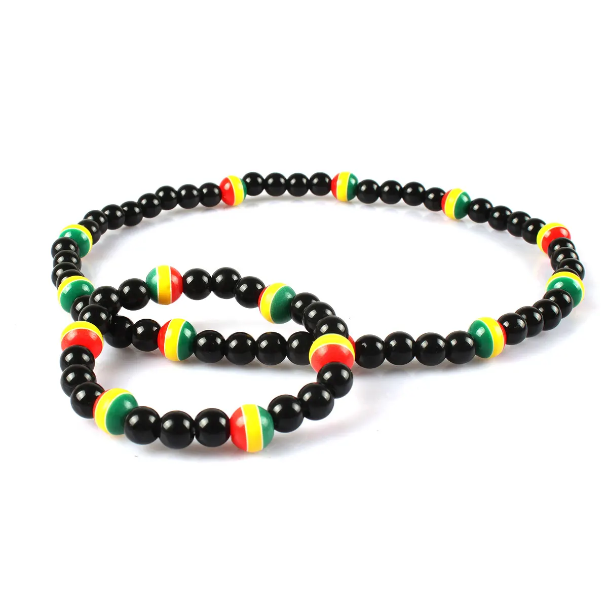 

Rosary Beads Bracelets for 2 Matching Rasta Jamaica Caribbean Red Green Yellow RGY Hip-Hop street culture reggae