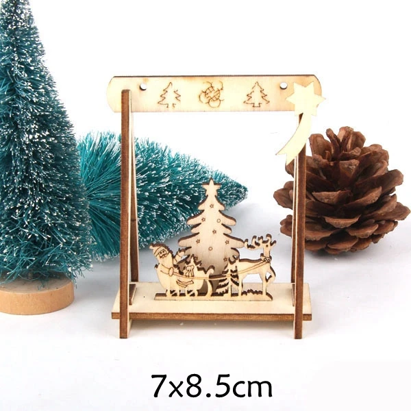 A Santa Claus 2 шт./лот DIY креативные маленькие полые рождественские деревянные украшения для дома украшение для рождественской вечеринки украшения Детские Подарочные принадлежности - Цвет: A Santa Claus