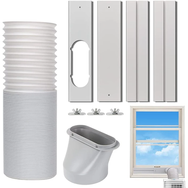 

Portable Air Conditioner Windows Vent Kit, Adjustable Window Seal with 5.9 Inch Diameter, 59 Inch Length Exhaust Hose