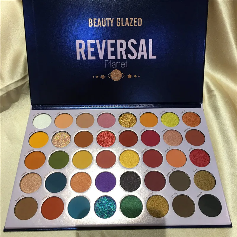 Палитра теней для век BEAUTY GLAZED reverse Planet с блестками 40 цветов матовые блестящие тени