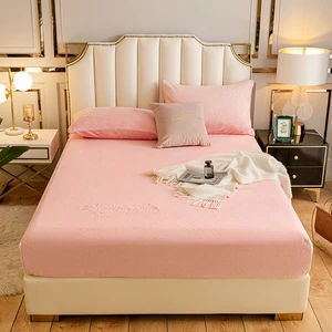 Cashmere Bed Linen Mattress Cover Elastic Bedspread Flannel Bed Sheets Winter Warm Plush Fitted Sheet Soft Mink