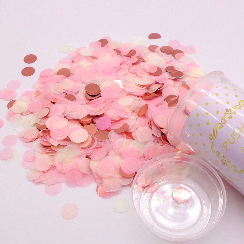 

1 Set Push Pop Pink Confetti Poppers for Wedding Happy Birthday Flower Paper Mini Round Confetti Dots Party Decoration