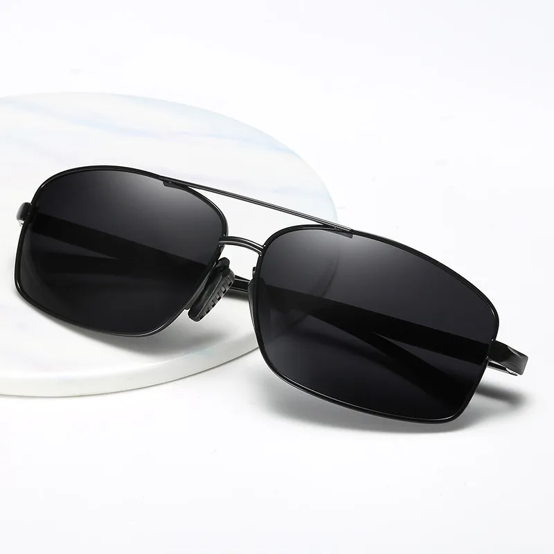 

Новые мужские поляризованные солнцезащитные очки, мужские классические прямоугольные солнцезащитные очки, Ретро металлическая оправа, UV400...