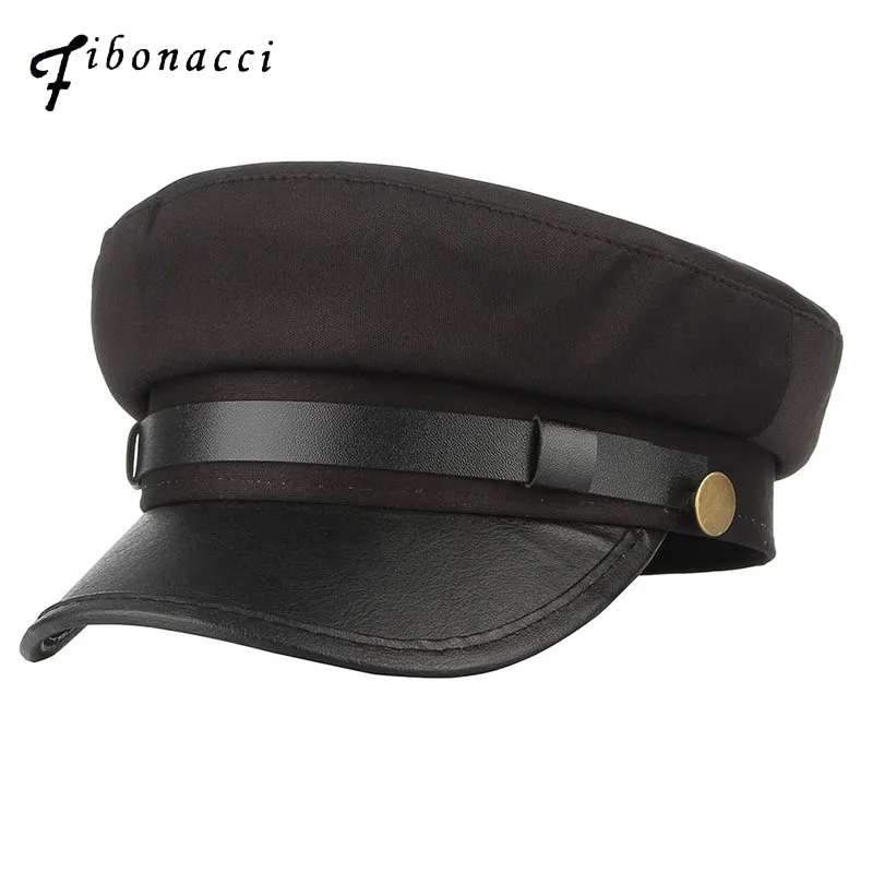 Классические модные мужские и женские военные шляпы из искусственной кожи с