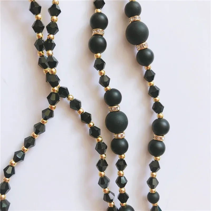 Золотистые черные цепочки для очков с хрустальными бусинами очки чтения