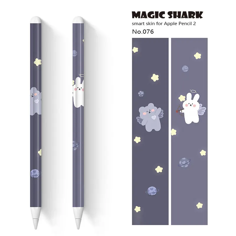 Magic Shark 3M PVC Cute Cartoon Bear Sun Moon Flower Fruit Skin Tape Sticker Film Case for Apple Pencil 2 No Fade | Мобильные