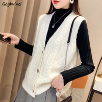 sweater vests women solid single breasted sleeveless womens office female fashion loose large size 3xl casual korean soft daily