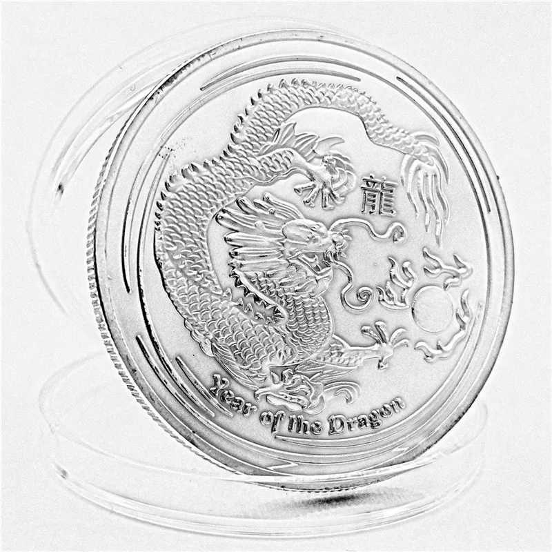 Памятные монеты 2012 года с символикой зодиака дракона Тувалу Серебряная