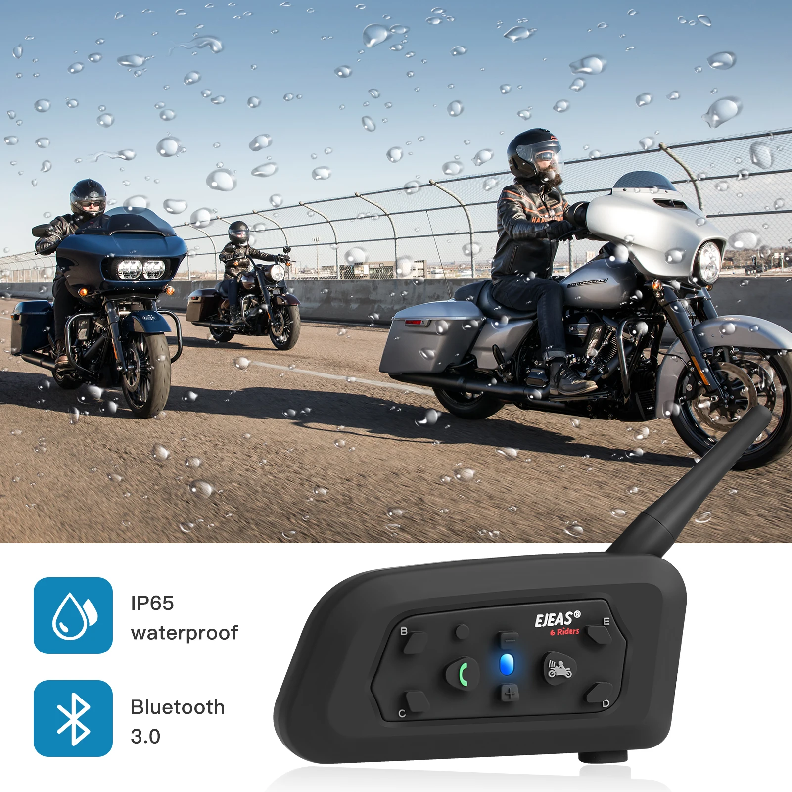 Встроенный Bluetooth-интеркометор для шлема 1 2 км IP65 |