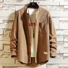 Рубашка мужская Вельветовая однобортная, деловая Повседневная Модная приталенная, 2021 хлопок, однотонная, Весна 100%