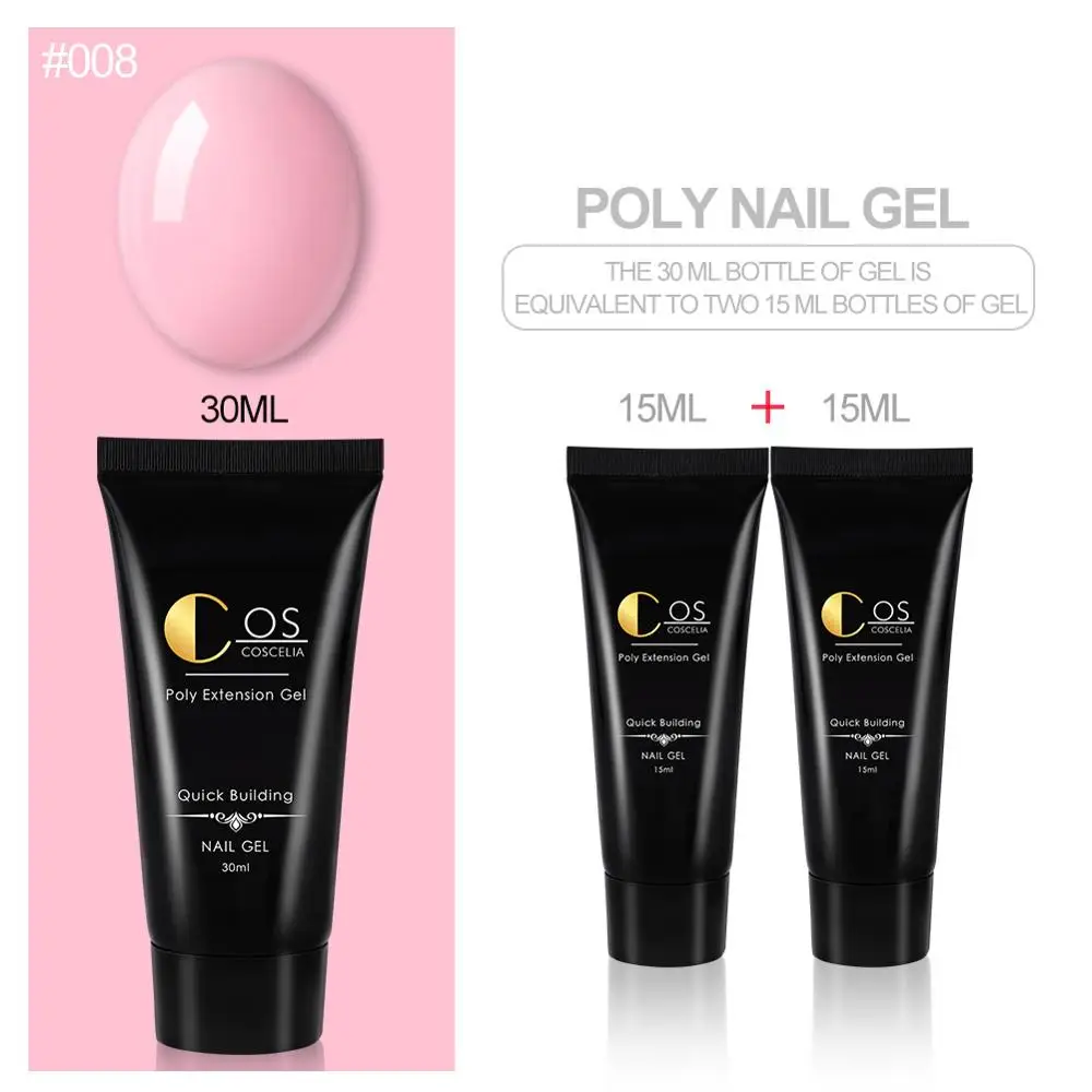 30ML 008 COSCELIA 30/15 мл полигель для ногтей акриловый строительный гель для наращивания ногтей строительный гель УФ лак для ногтей для маникюра дизайн ногтей - Цвет: 30ML 008
