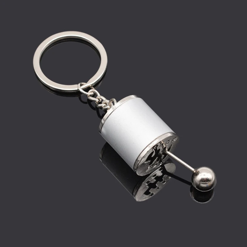 

28GC 1pc Car 6 Speed Gearbox Gear head Keychain Manual Transmission Lever Metal Key Ring Car Refitting Metal Pendant Car gear