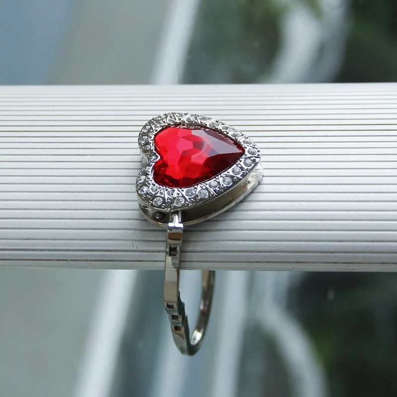 

Support hook of Handbag Folding in Red Heart Shape with Rhinestone Decoration