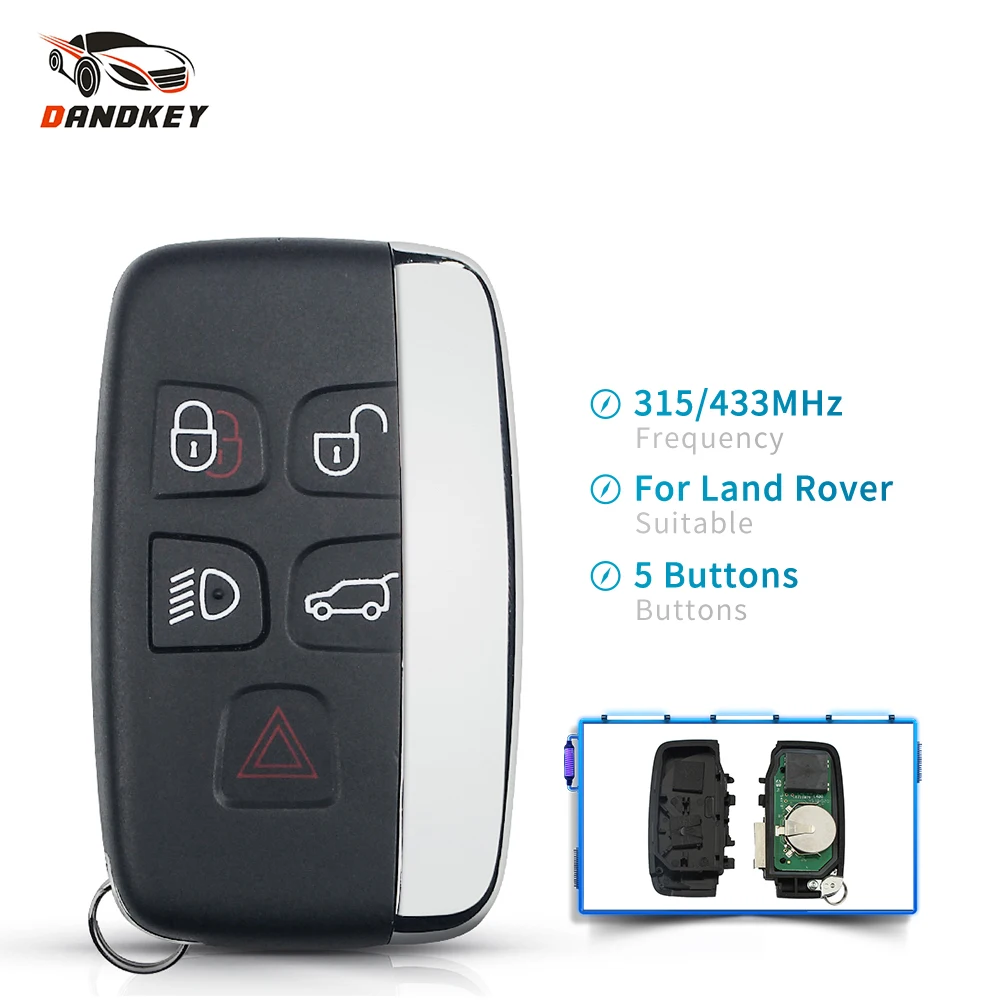 

Dandkey 5pcs For Land Rover Discovery 4 Freelander Range Rover Sport Evoque 315/434Mhz Car Remote Smart Key 5BT For Land Rover