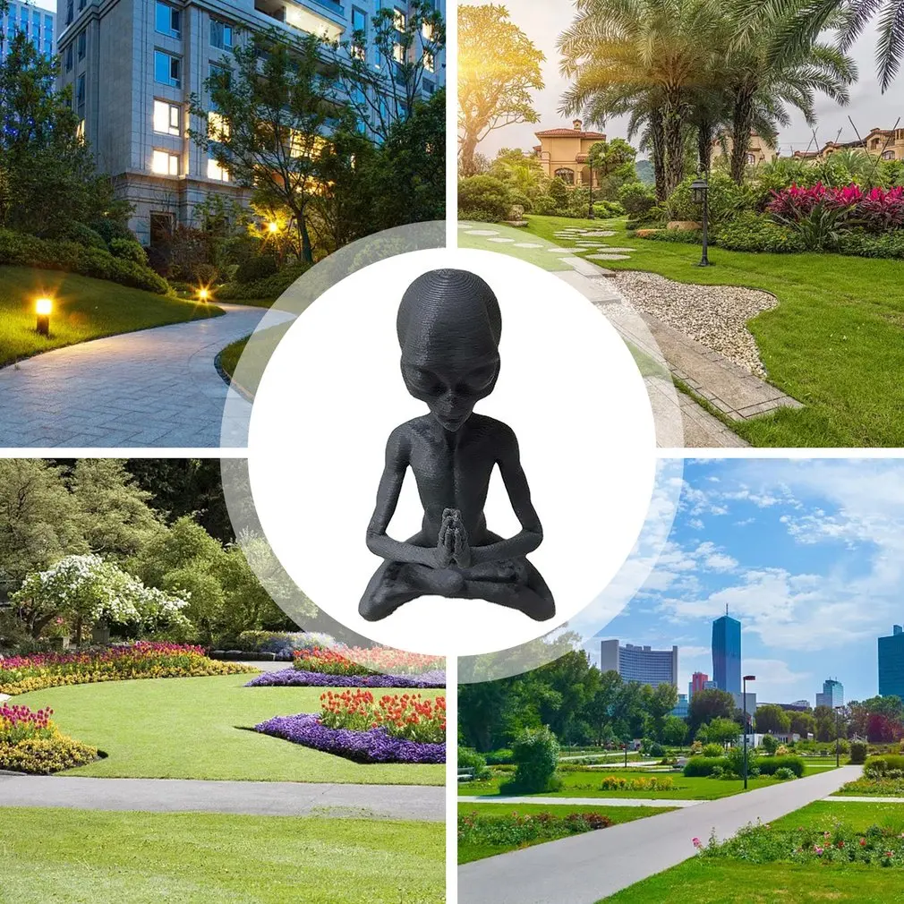

Meditating Alien Resin Statue Garden Ornament Best Art Decor for Indoor Outdoor Home or Office Promotion