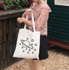 Вместительная Холщовая Сумка-тоут с рисунком, многоразовый женский мешок для покупок, пляжные сумки с принтом, школьные ранцы