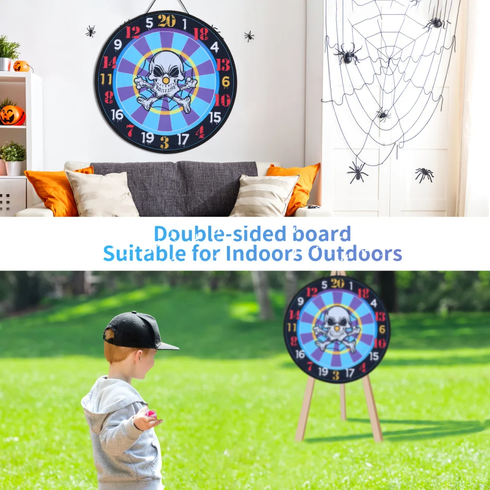 

Clispeed Themed Foldable Dartboard Diameter 25.4 Inch Party Game Set with 6pcs Sticky Balls for Indoor