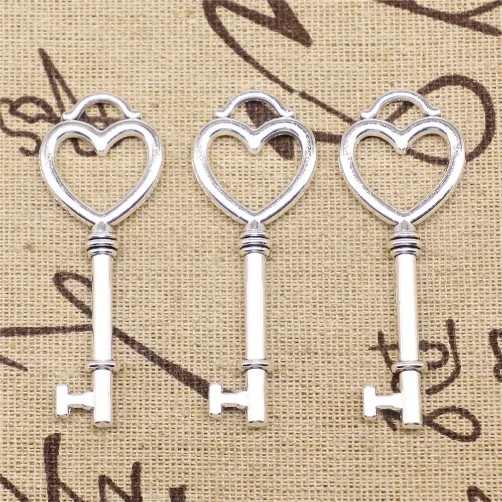 

Bulk Charms For Jewelry Making 5pcs 53x20mm Antique Silver Color Key Charms