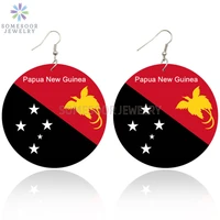 somesoor both sides printing papua new guinea flag wooden drop earrings photos wood dangle jewelry as women christmas gift