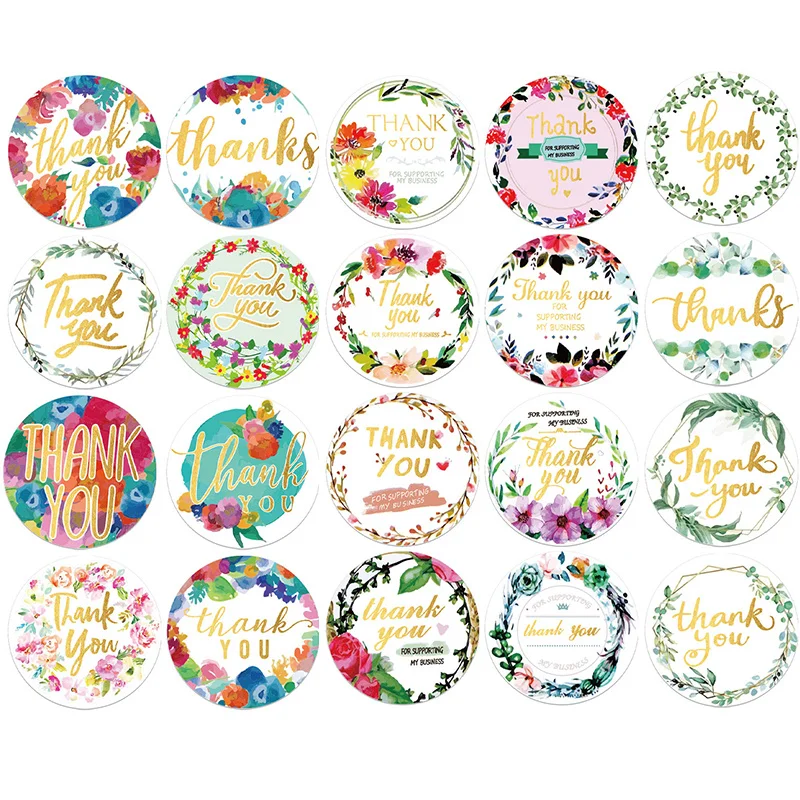 

500pcs Flower Thank You Stickers Wedding Favors Packaging Stickers Party Handmade Card Envelope Seal Gifts Labels Stationery