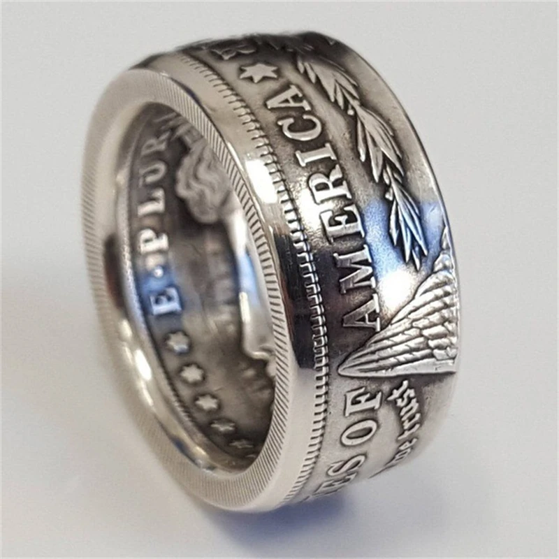 

Vintage Letter Pattern Finger Rings For Men Silver Color Ring Male Wedding Band Engagement Jewelry Punk Style Ring Jewelry
