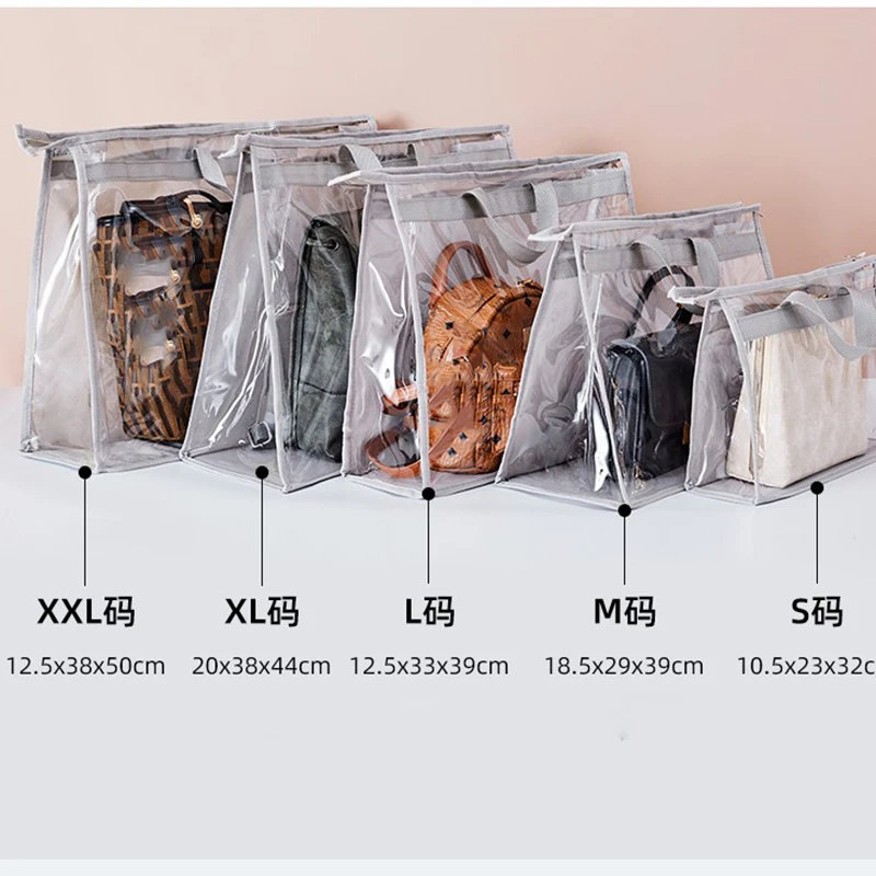 

Travel Accessories Transparent Storage Bag Handbag Dust Cover Wardrobe Organizer Hanging Bag Zipper Damp Proof Protection Pack