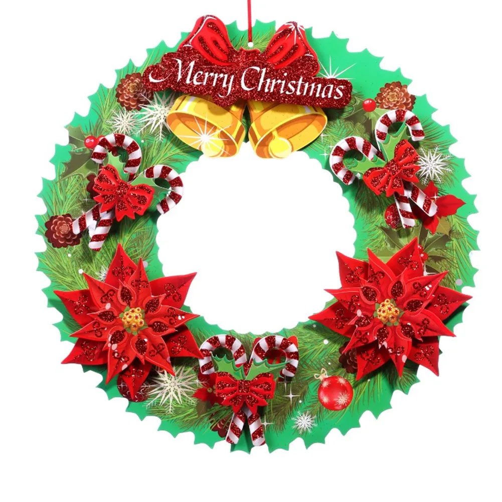 

Christmas Wreath Wall Stickers Three-Dimensional Glitter Paper Garland Decor Christmas Decorations For Home Gifts New Year 2022