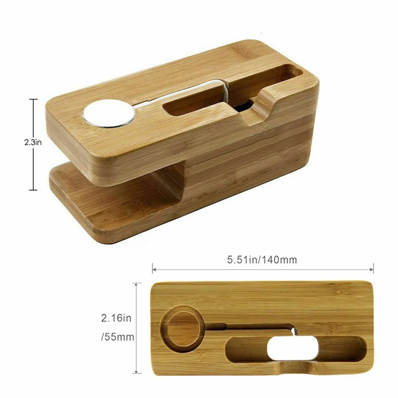 Charging Dock Stand Station Bamboo Base Charger Holder For Apple Watch iWatch iPhone Bamboo images - 6
