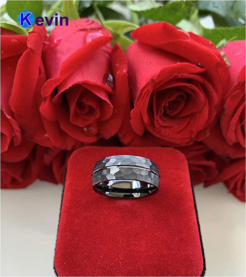 Black Hammer Ring Men Wedding Tungsten With Center Groove Finish New Arrivals | Украшения и аксессуары