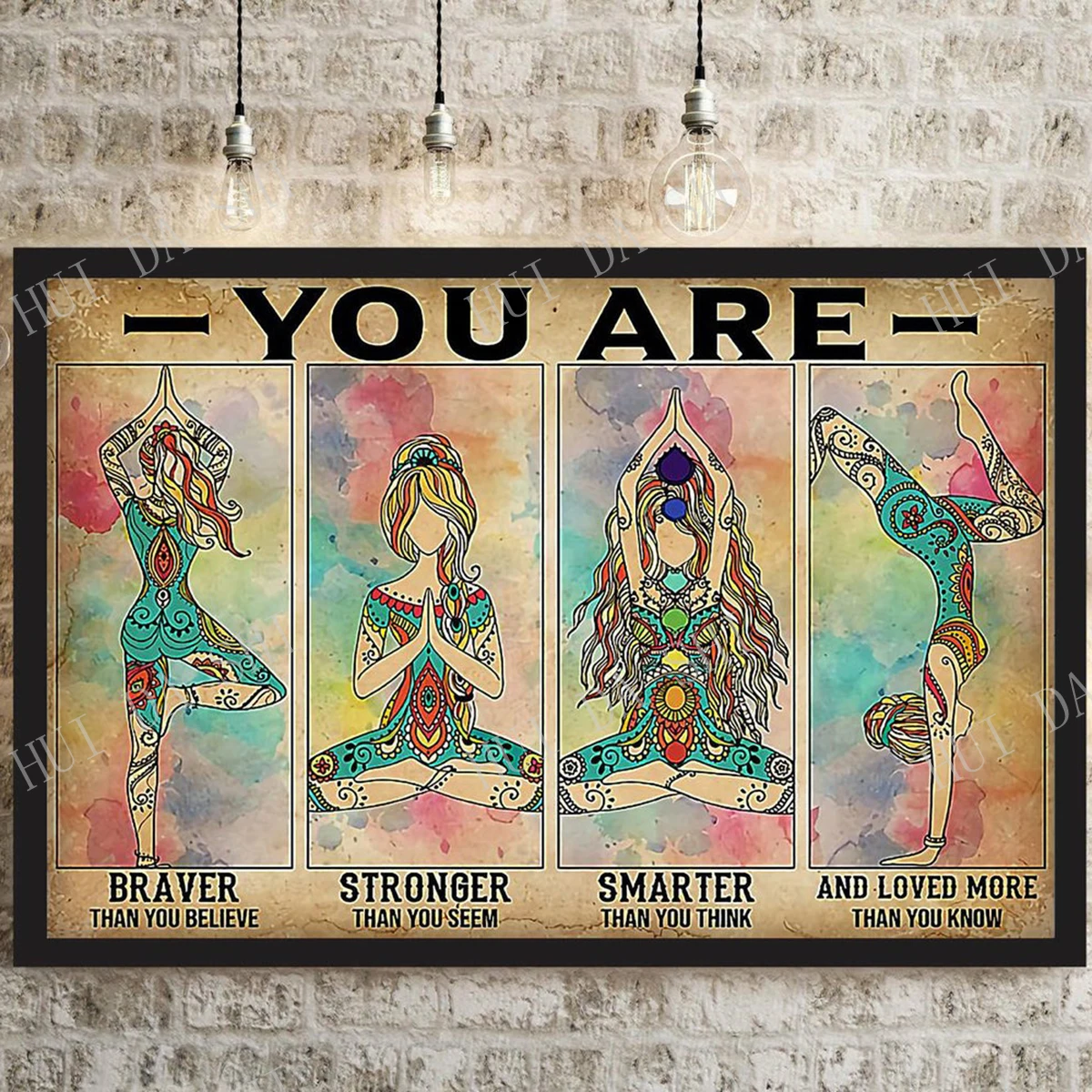 

Yoga Poster - You Are Braver Stronger Smarter and Loved More Than You Know Poster, Yoga Girl Wall Art, Yoga Poses Wrapped Canvas