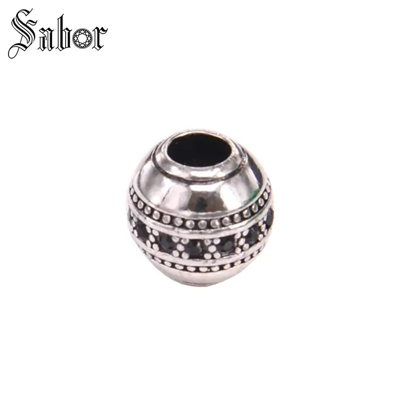 Бусины из черного циркона для браслета ожерелья модные ювелирные изделия B022