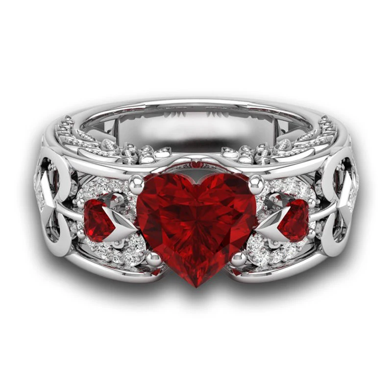 Уникальное кольцо для женщин с красным кристаллом Forever Love трендовые кольца на